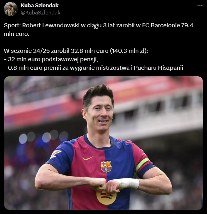 Wiadomo ile Lewy ZAROBIŁ PRZEZ 3 SEZONY w Barcelonie!